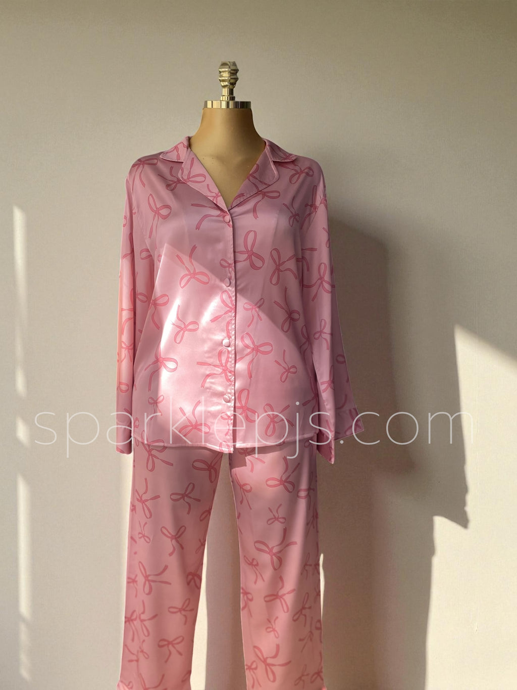 "Ribbon Rhapsody" Blush Satin Pajamas