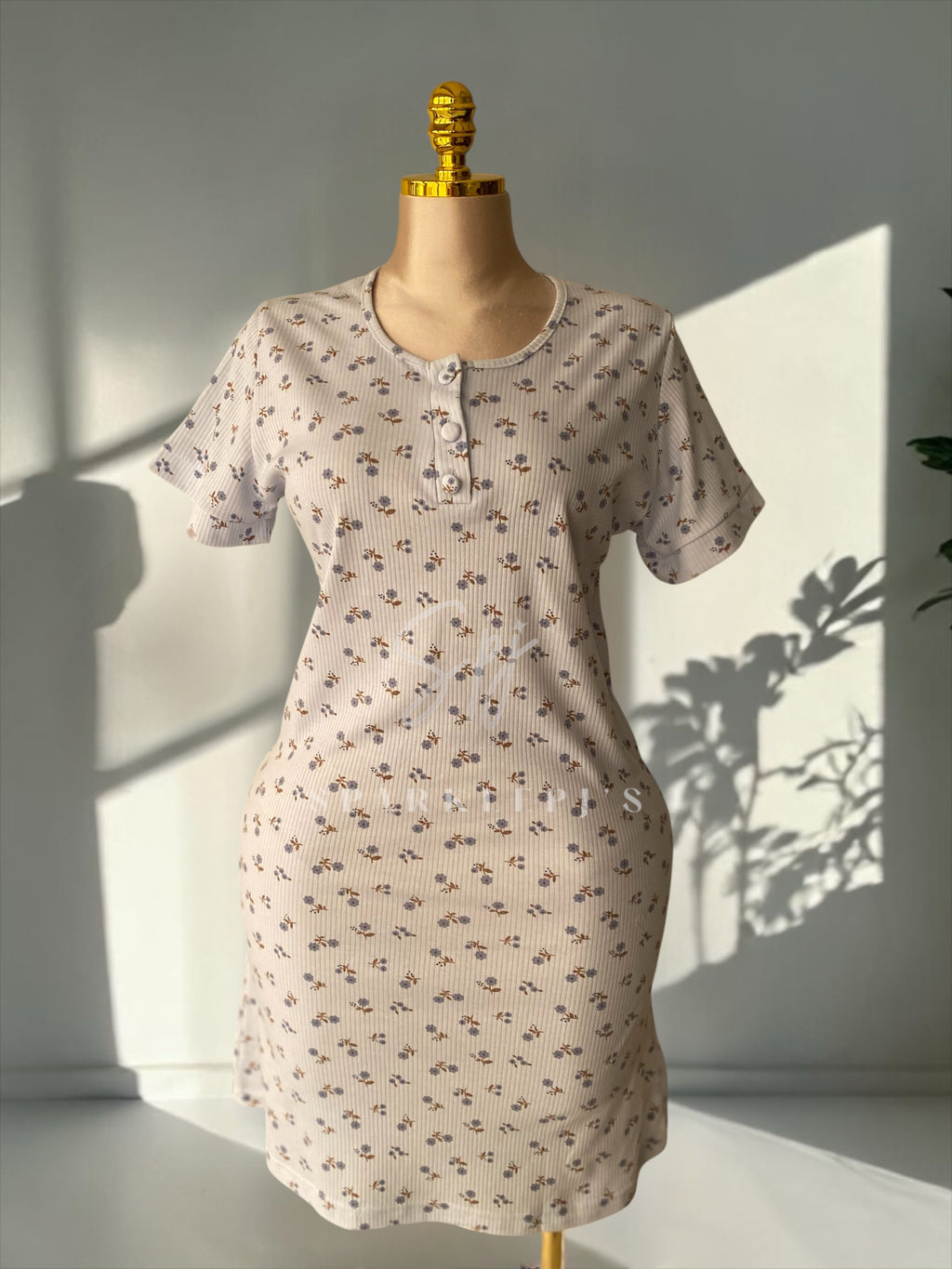 Ribbed Flower Nightdress