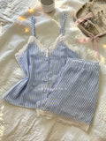 Blue Breeze Stripe Pajama Short Set