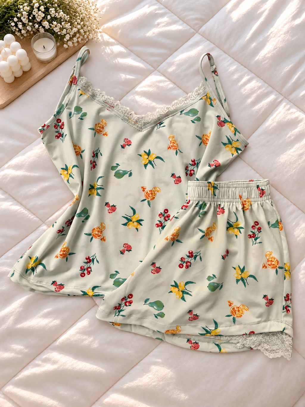 Capri Fruit Lace Shorts Set