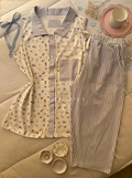 Floral Stripe Pantacourt Pajama Set