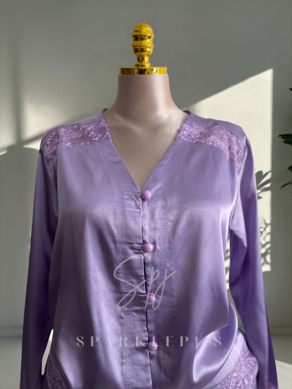 Elegant Satin Lace Pajama Set