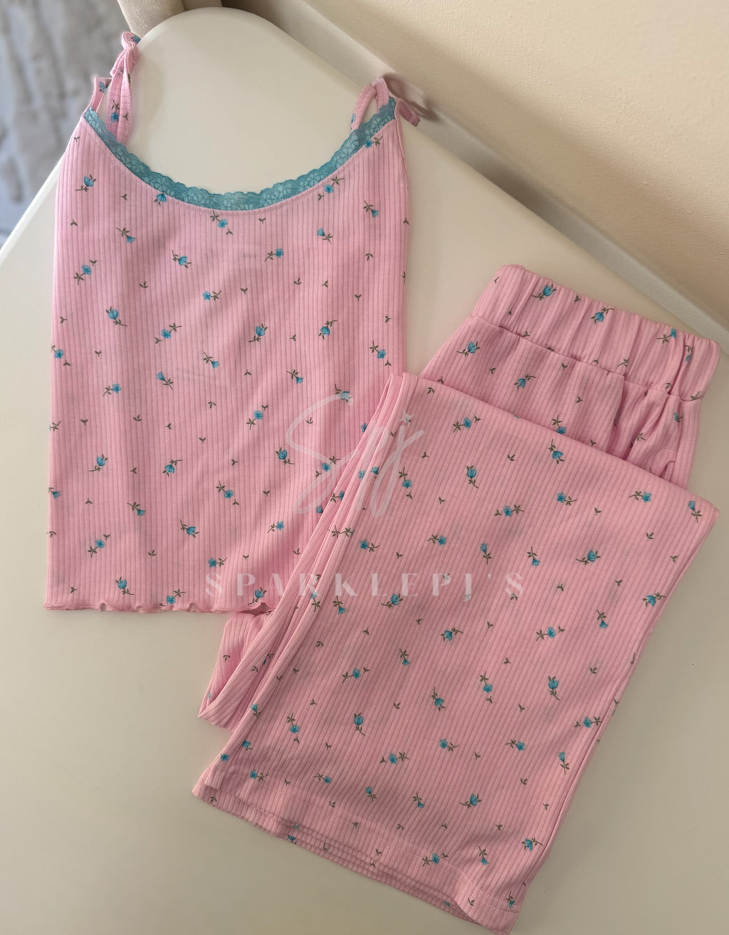 Sweet Petals Ribbed Set (Long-Pants)
