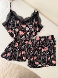 Floral Lace Short Pajama Set