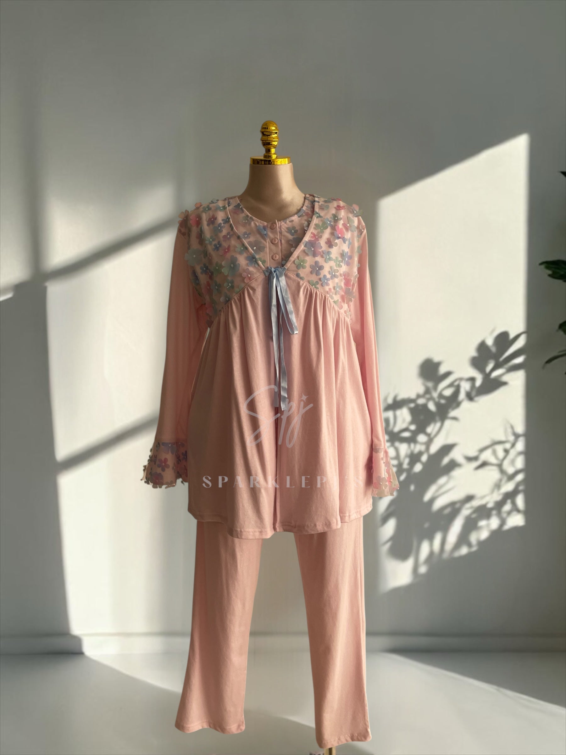 Elegant Blossom 3-Piece Pajama