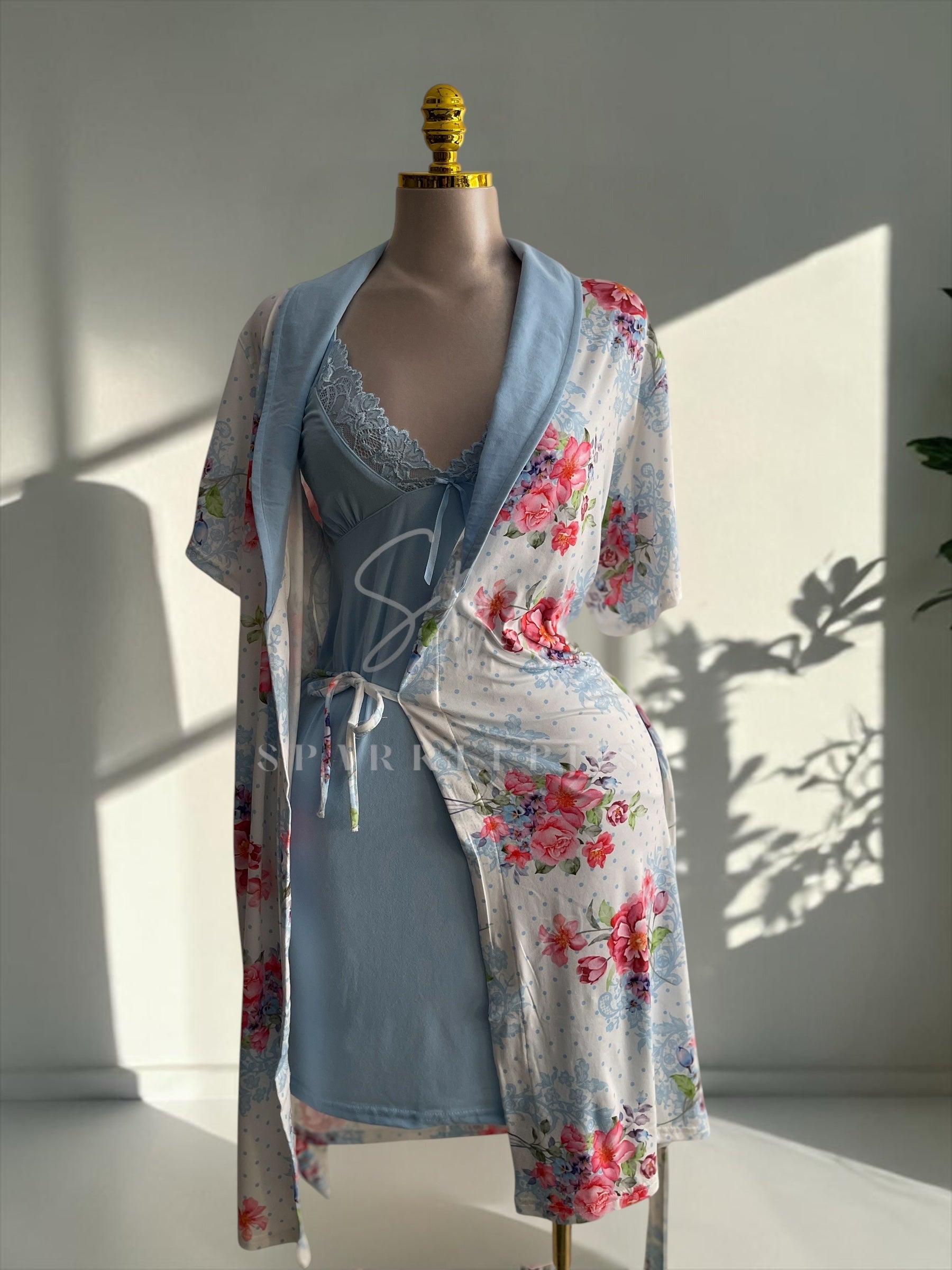 Floral Lace Nightdress & Robe Set