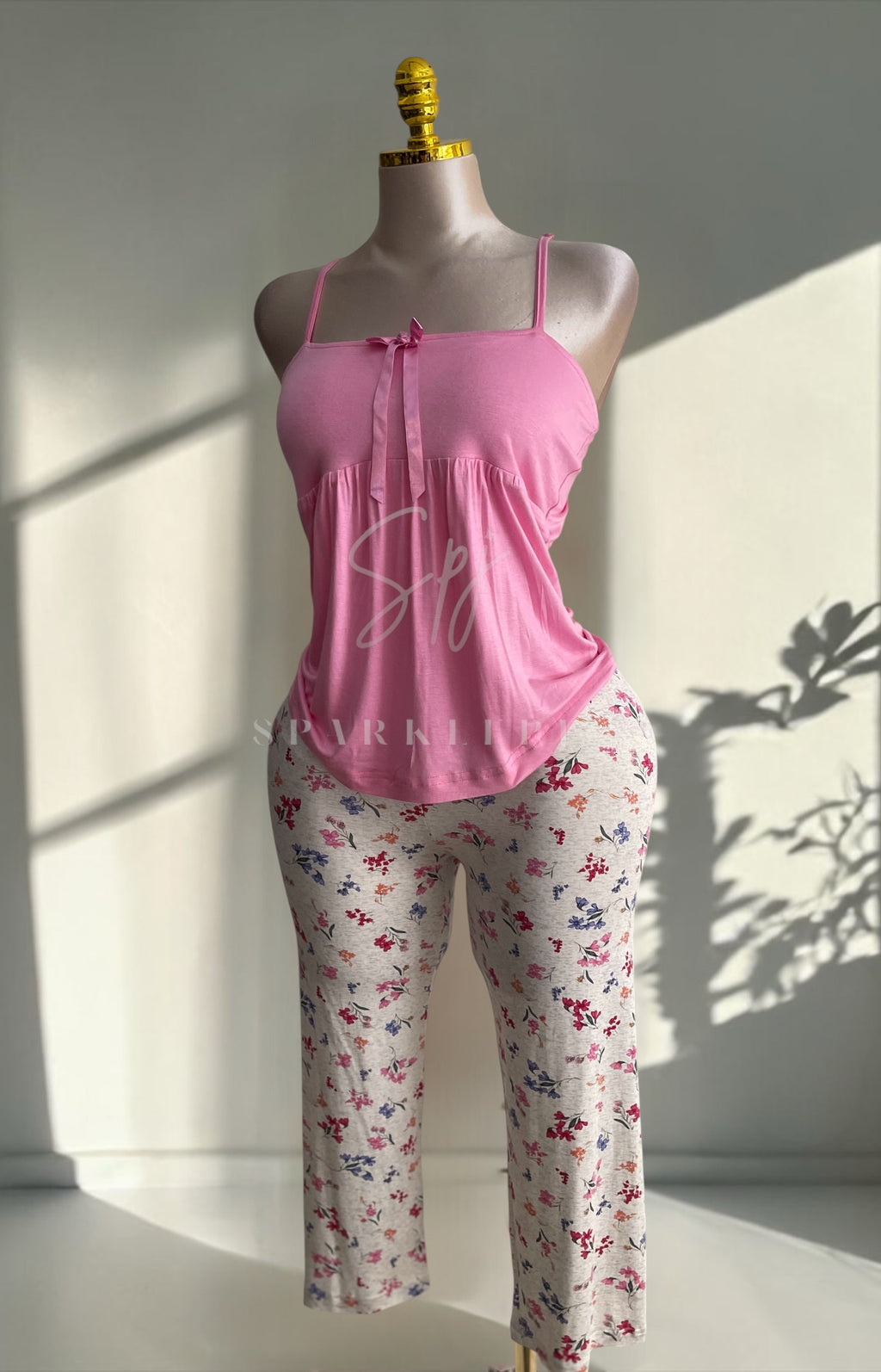 Soft Bow pantacour Pajama Set
