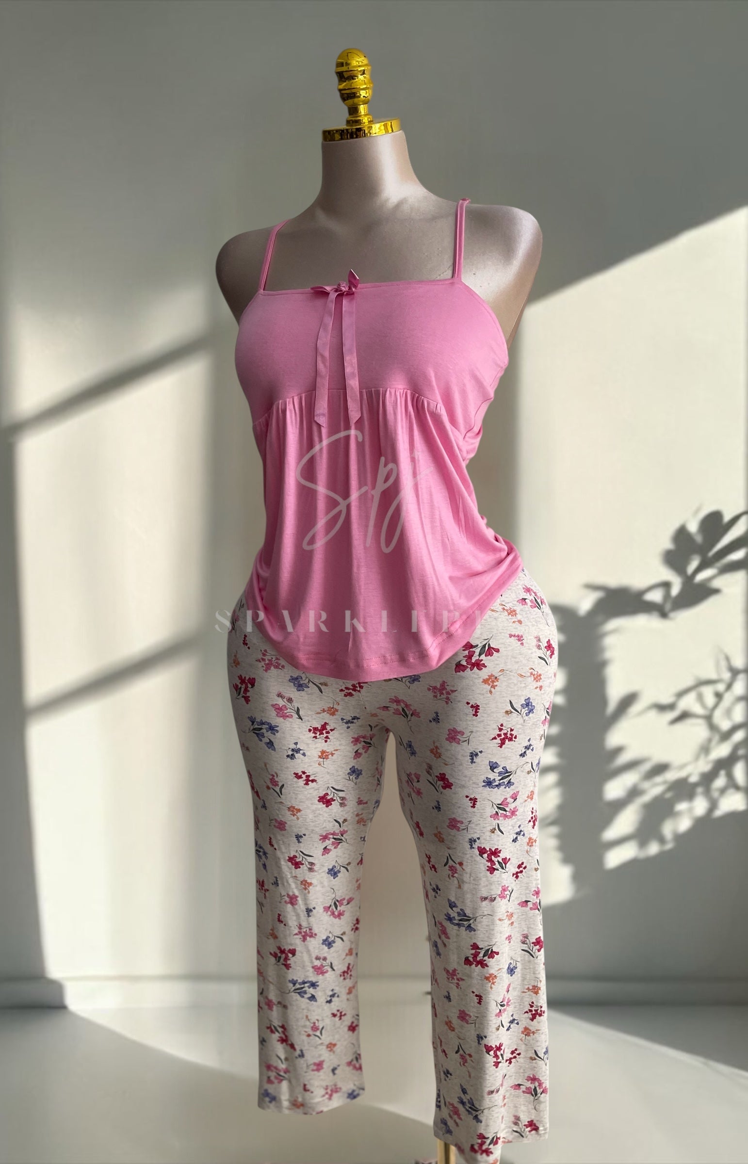 Soft Bow pantacour Pajama Set