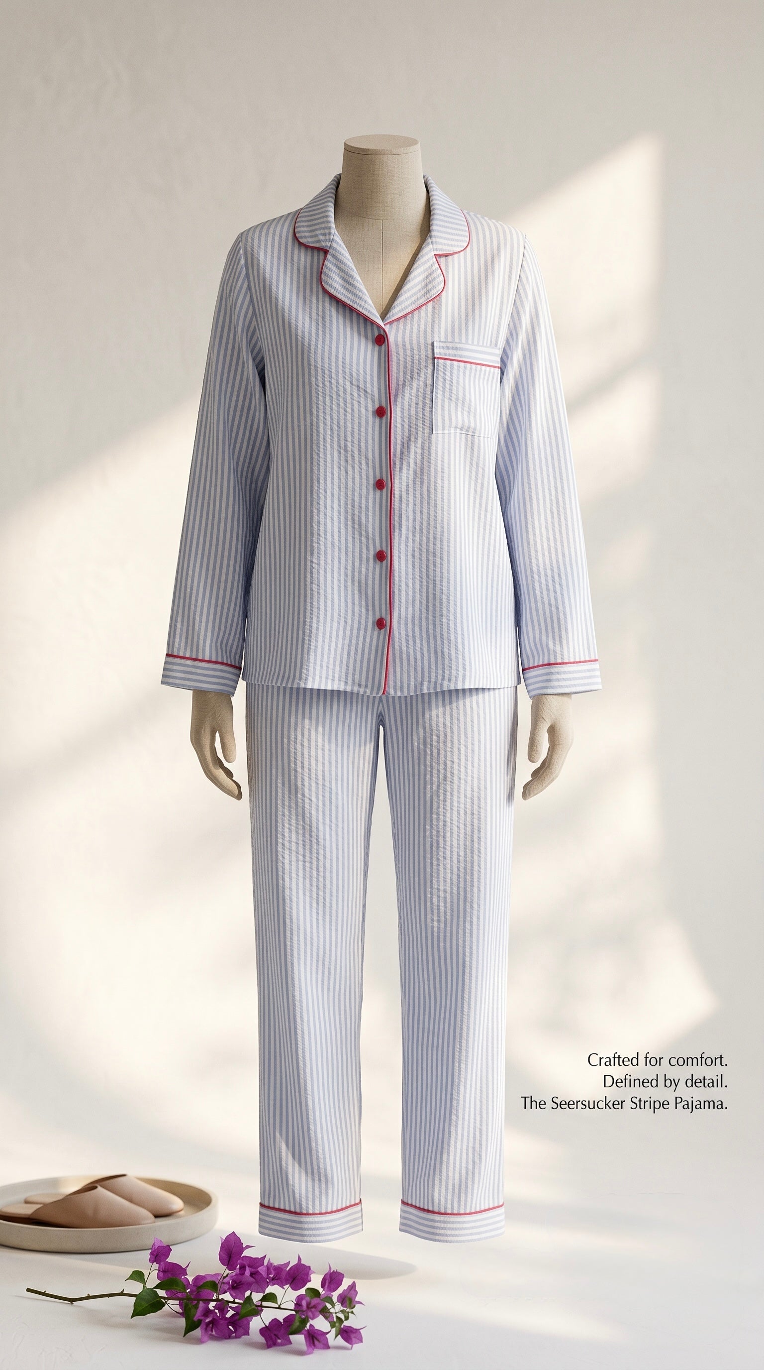 Classic Stripe Button Pajama (Long-Sleeve)