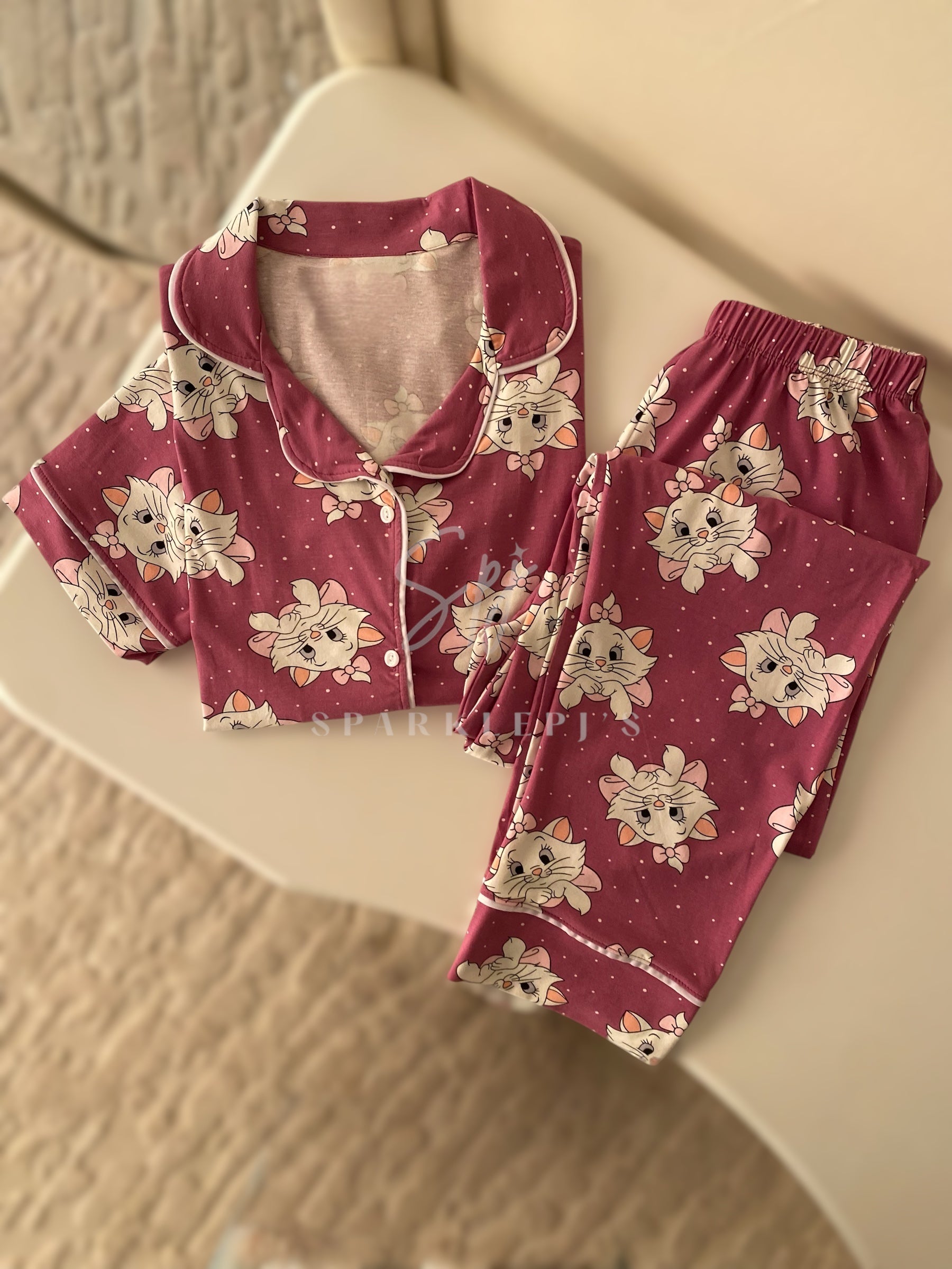 Marie Cat Pajama Set (Short-Sleeve)