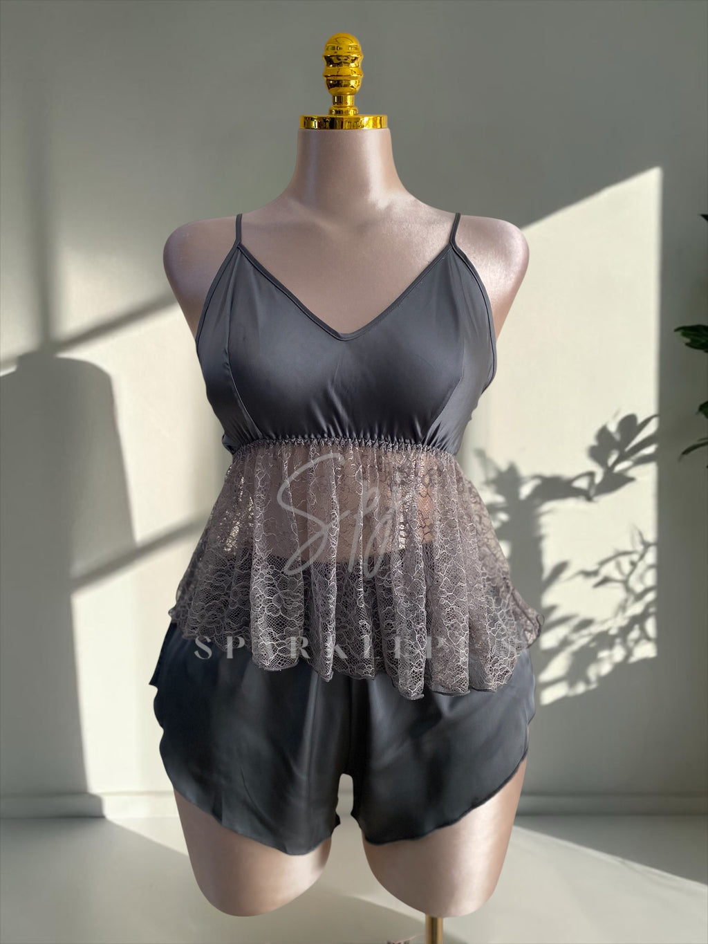 Elegant Lace 4-Piece Satin Set