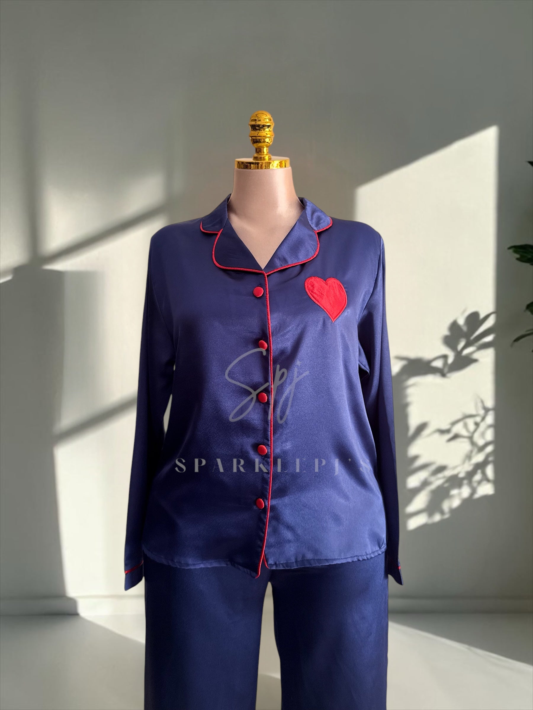 Heart Detail Satin Pajama