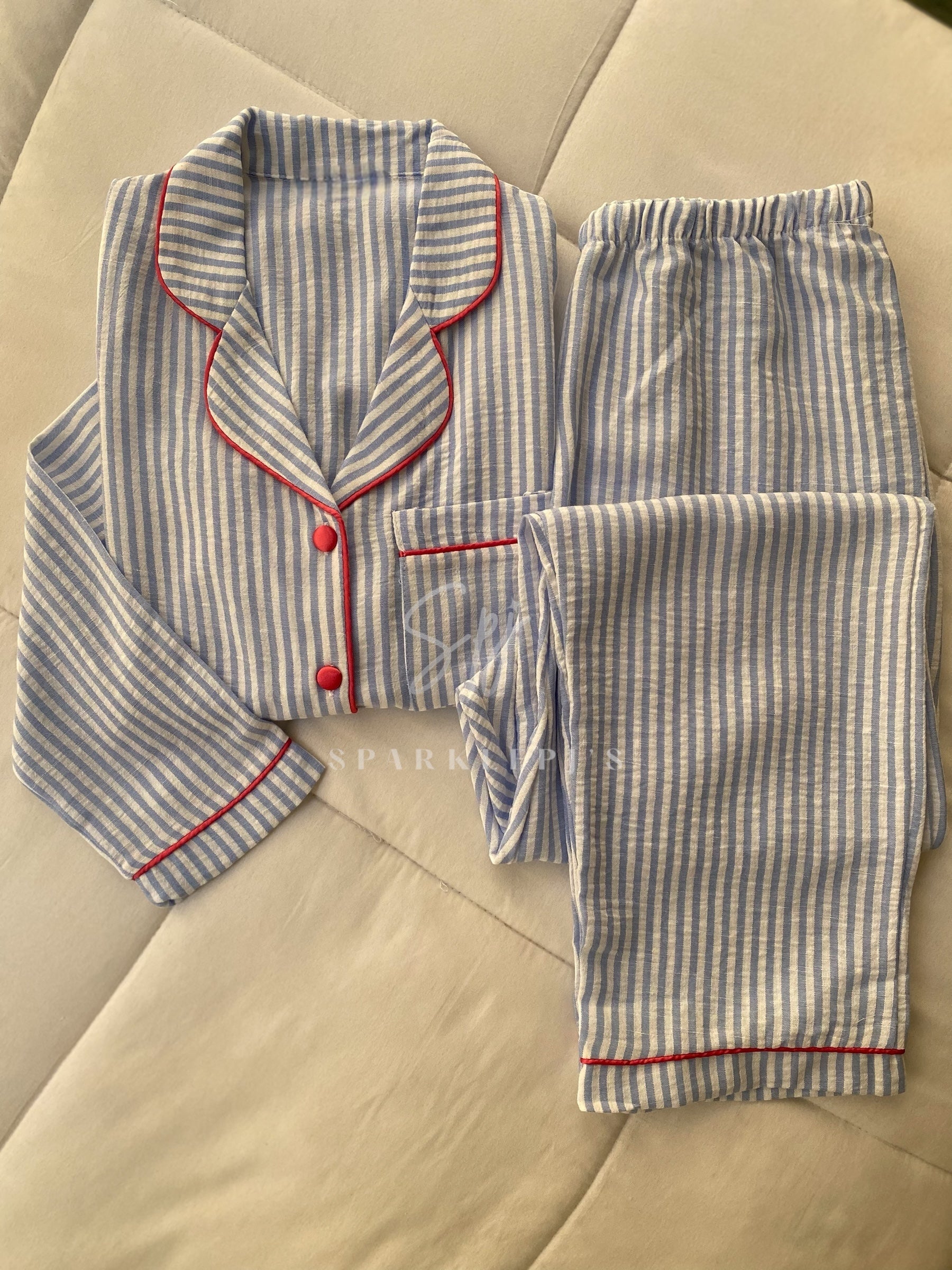 Classic Stripe Button Pajama (Long-Sleeve)
