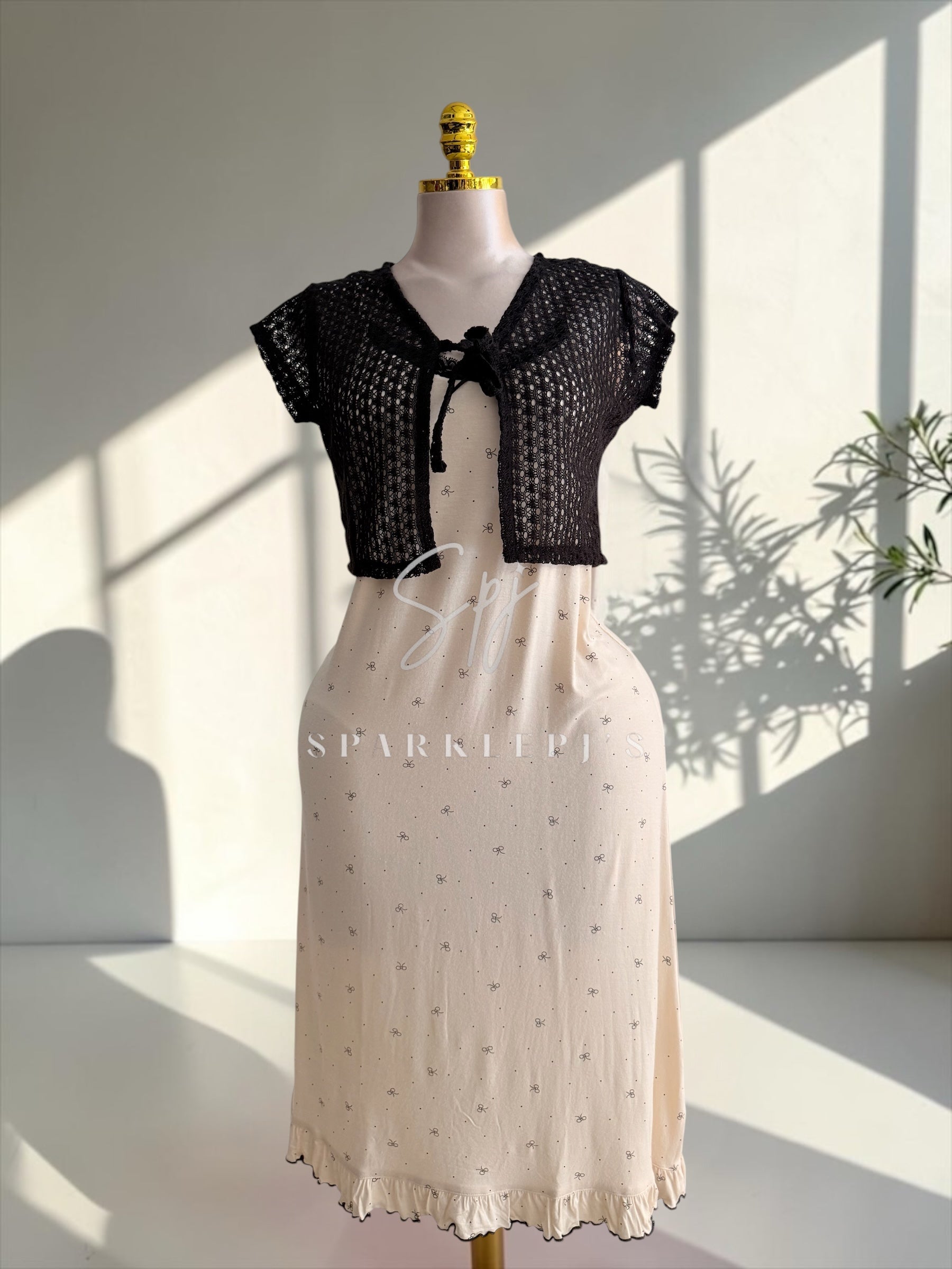 Elegant Mini Bow Nightdress