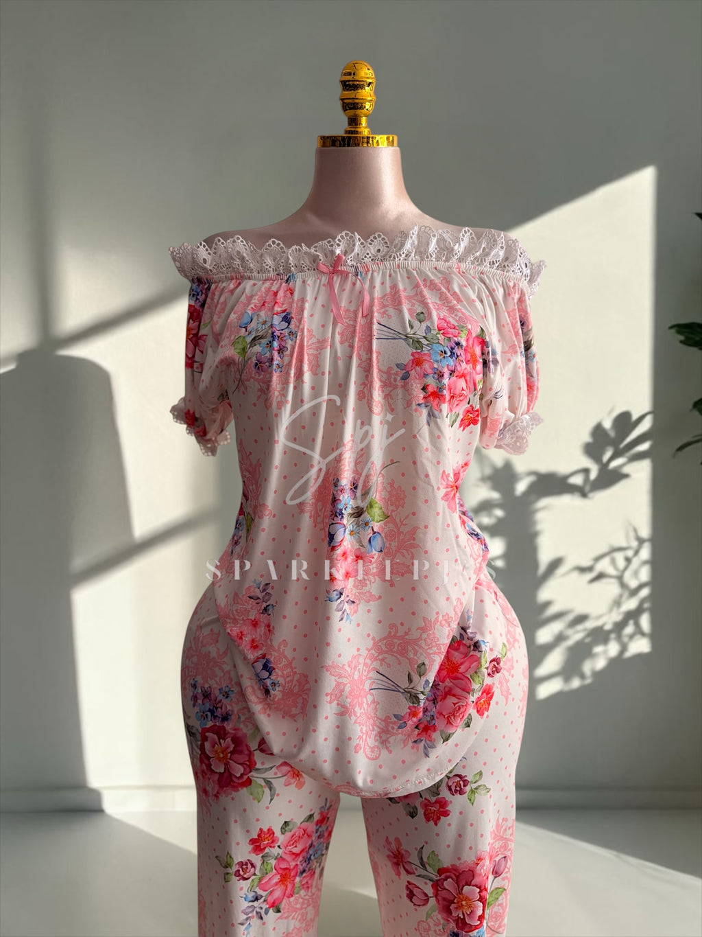 Floral Off-Shoulder Pajama Set