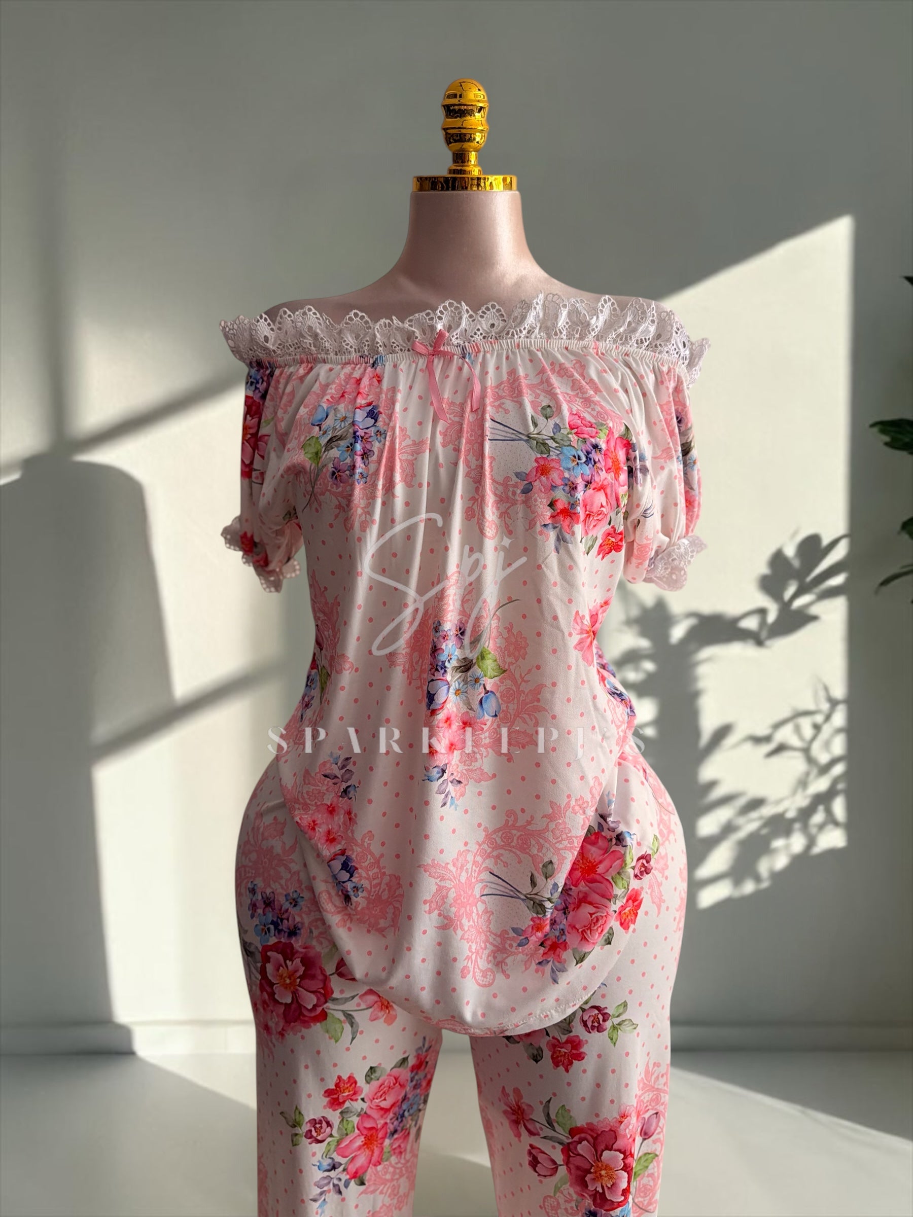 Floral Off-Shoulder Pajama Set