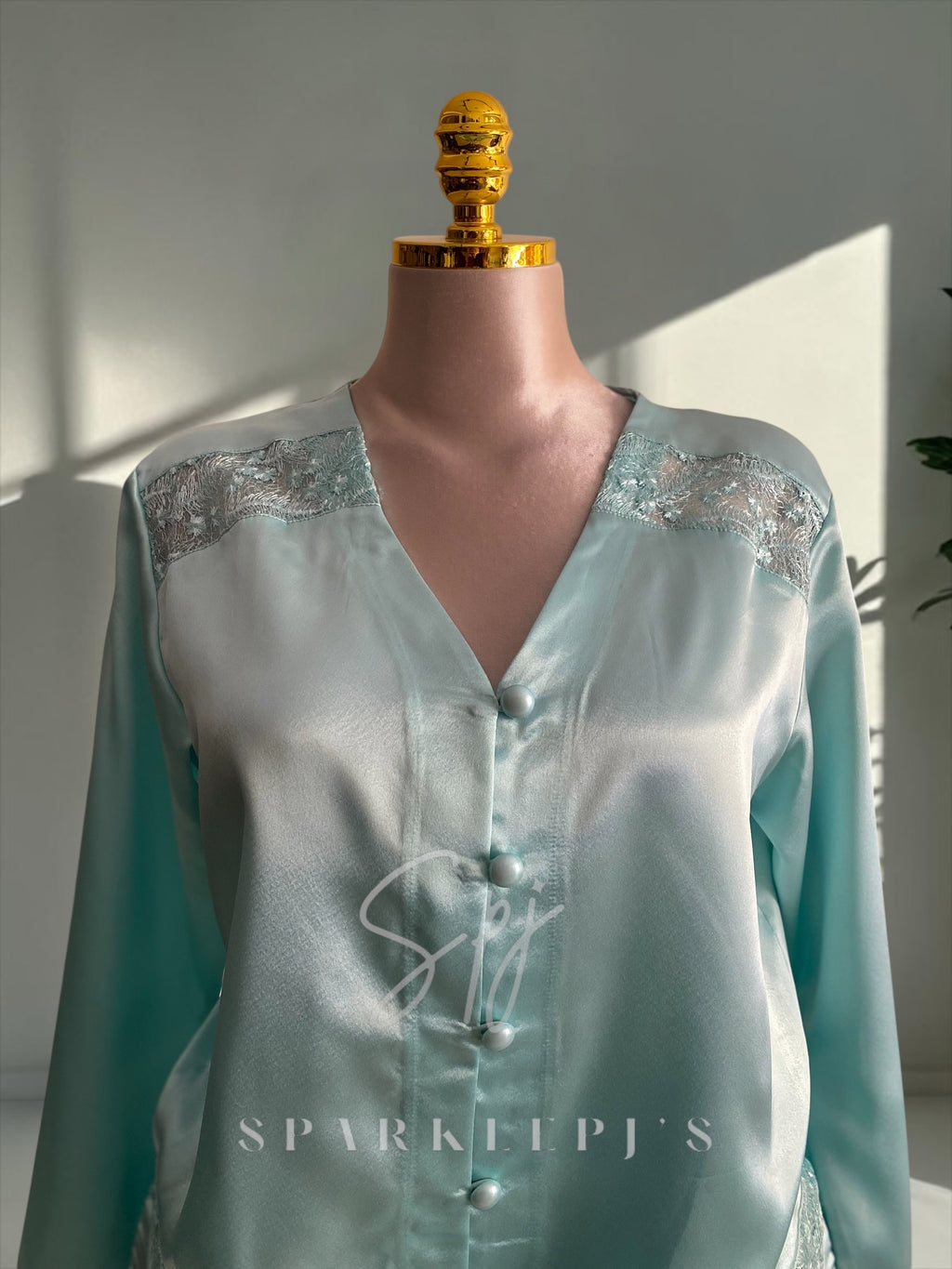 Elegant Satin Lace Pajama Set