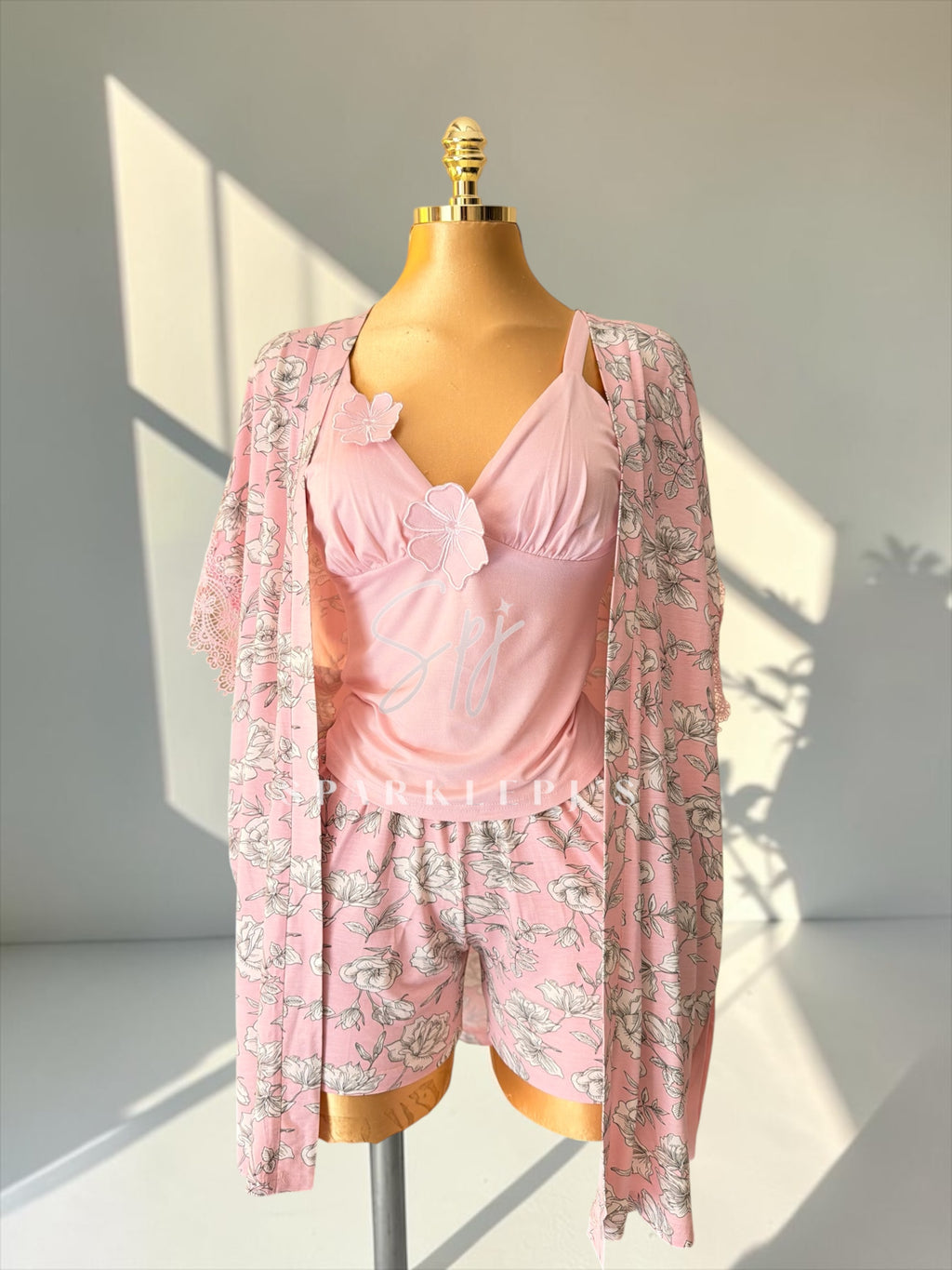 Pink Blossom 3-Piece Pajama Set