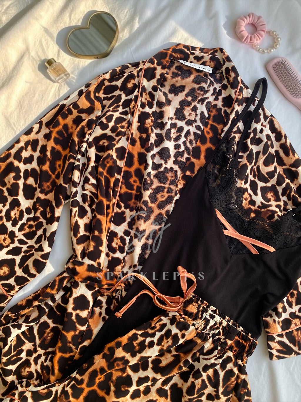 Leopard Luxe 3-Piece Pajama Set