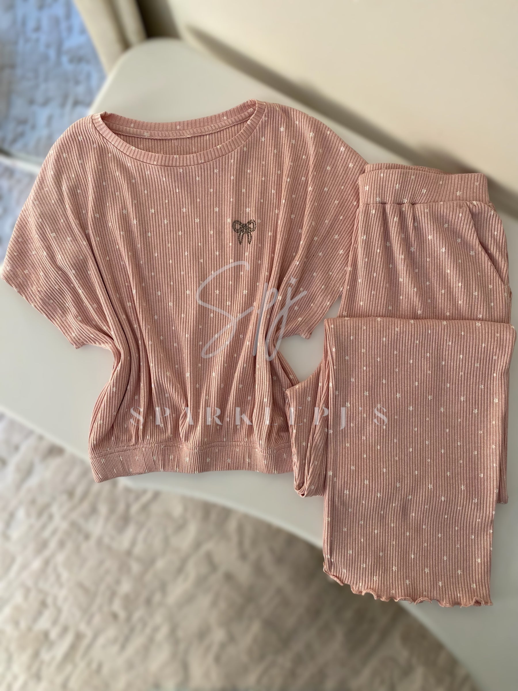 Soft Dots Ribbed Pajama Set