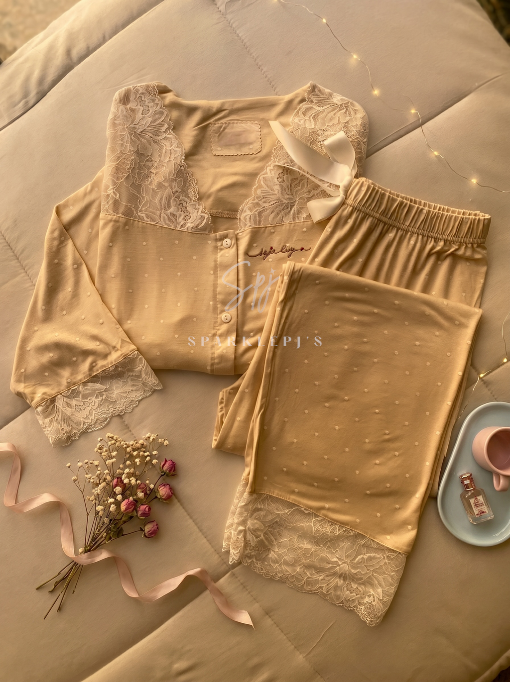 Polka Lace Lounge Set
