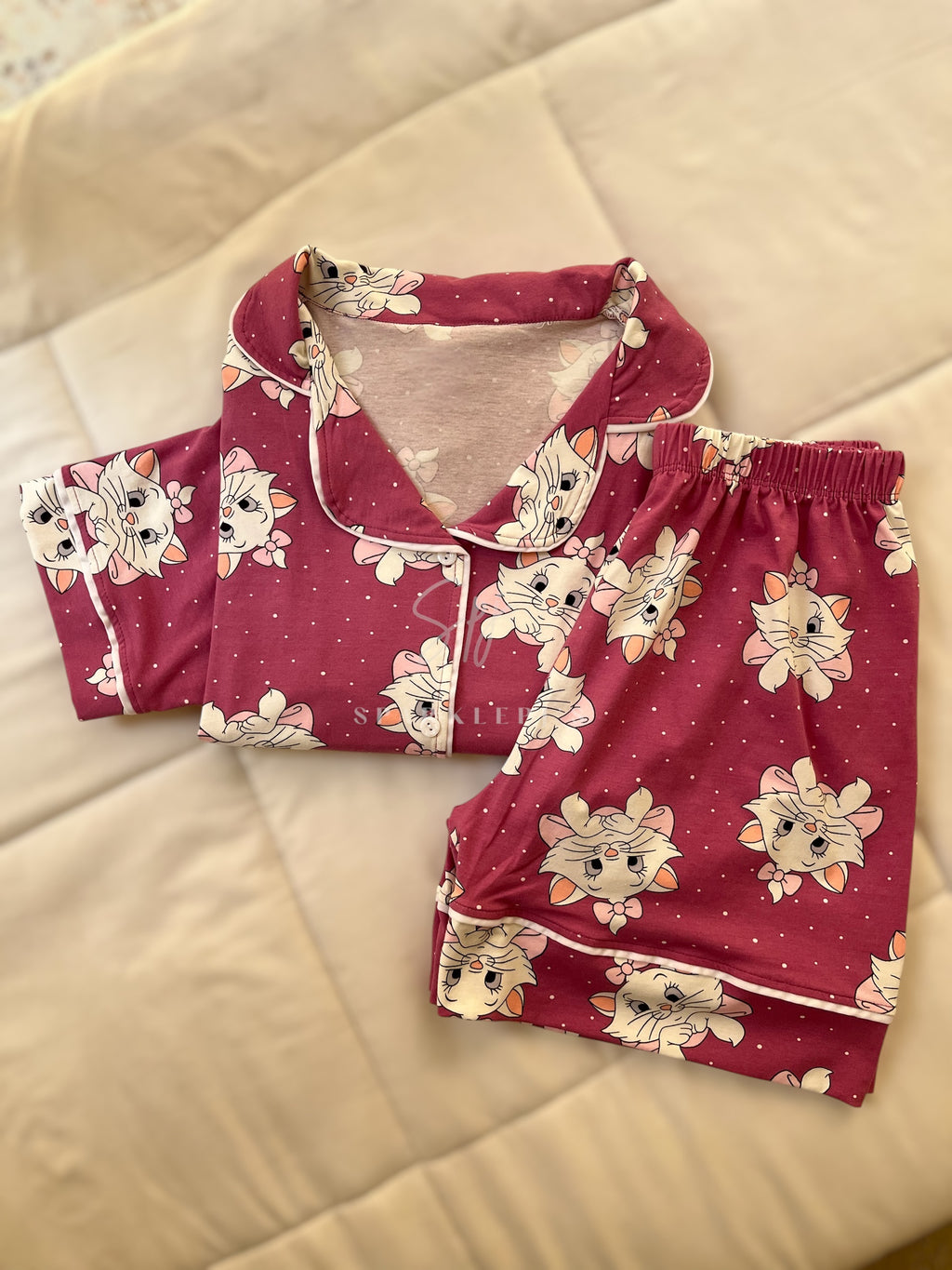 Marie Cat Pajama Short Set
