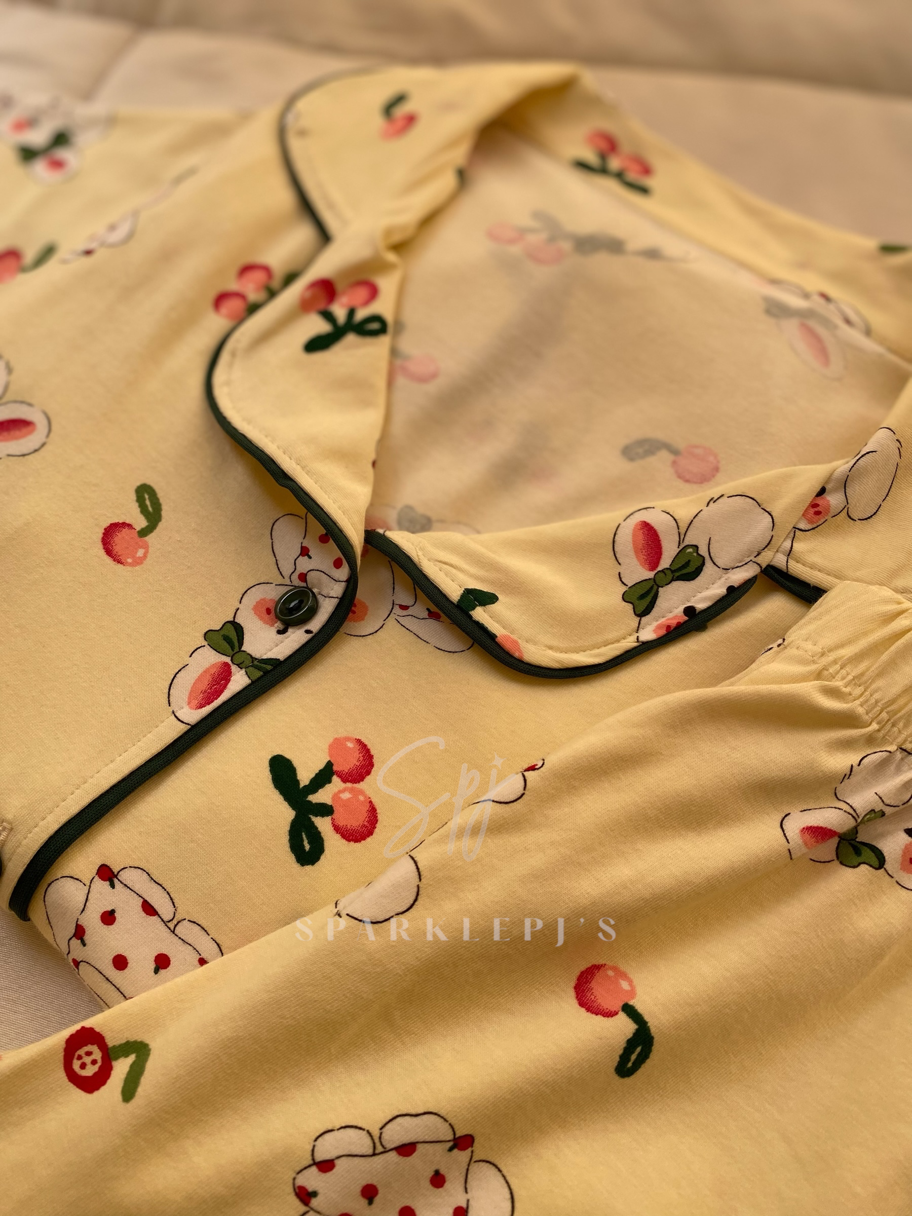 Cherry Bunny Pajama Short Set
