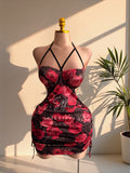 Dark Rose Backless Dress