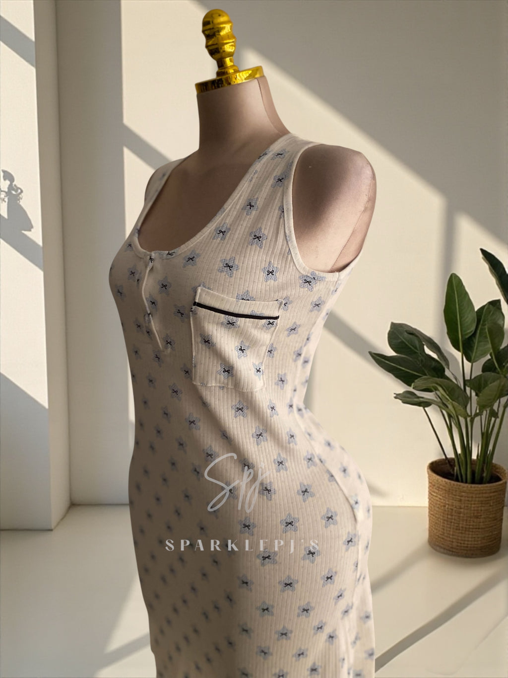Sweet Bow Ribbed Nightshirt