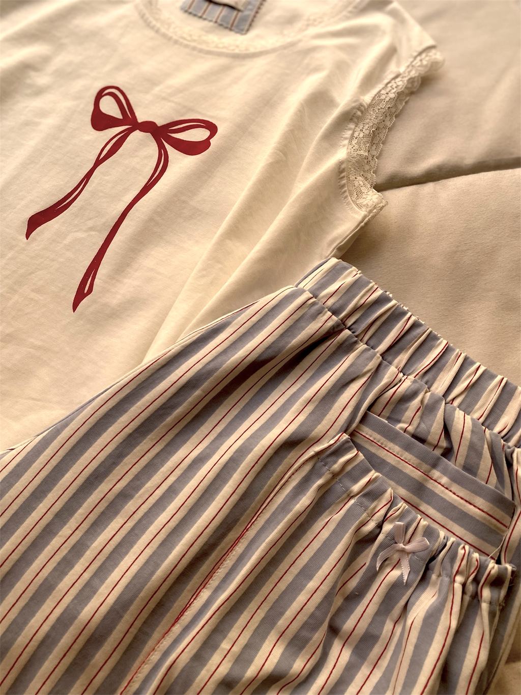 Ribbon Lounge Shorts Set