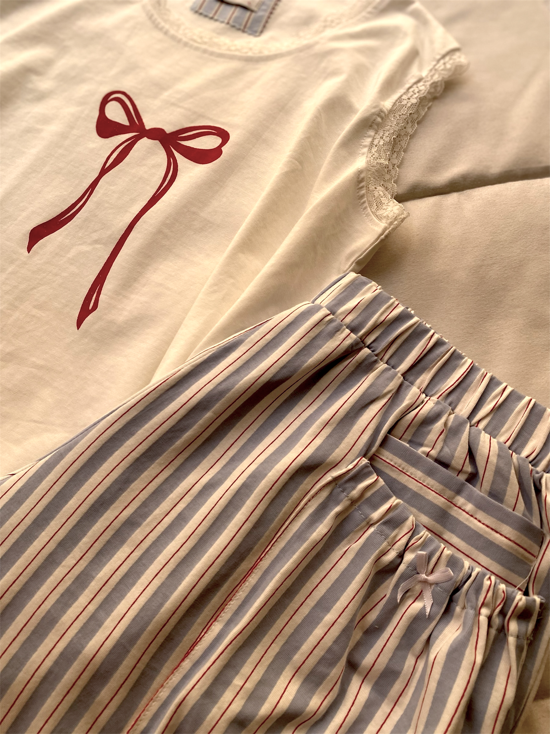 Ribbon Lounge Shorts Set