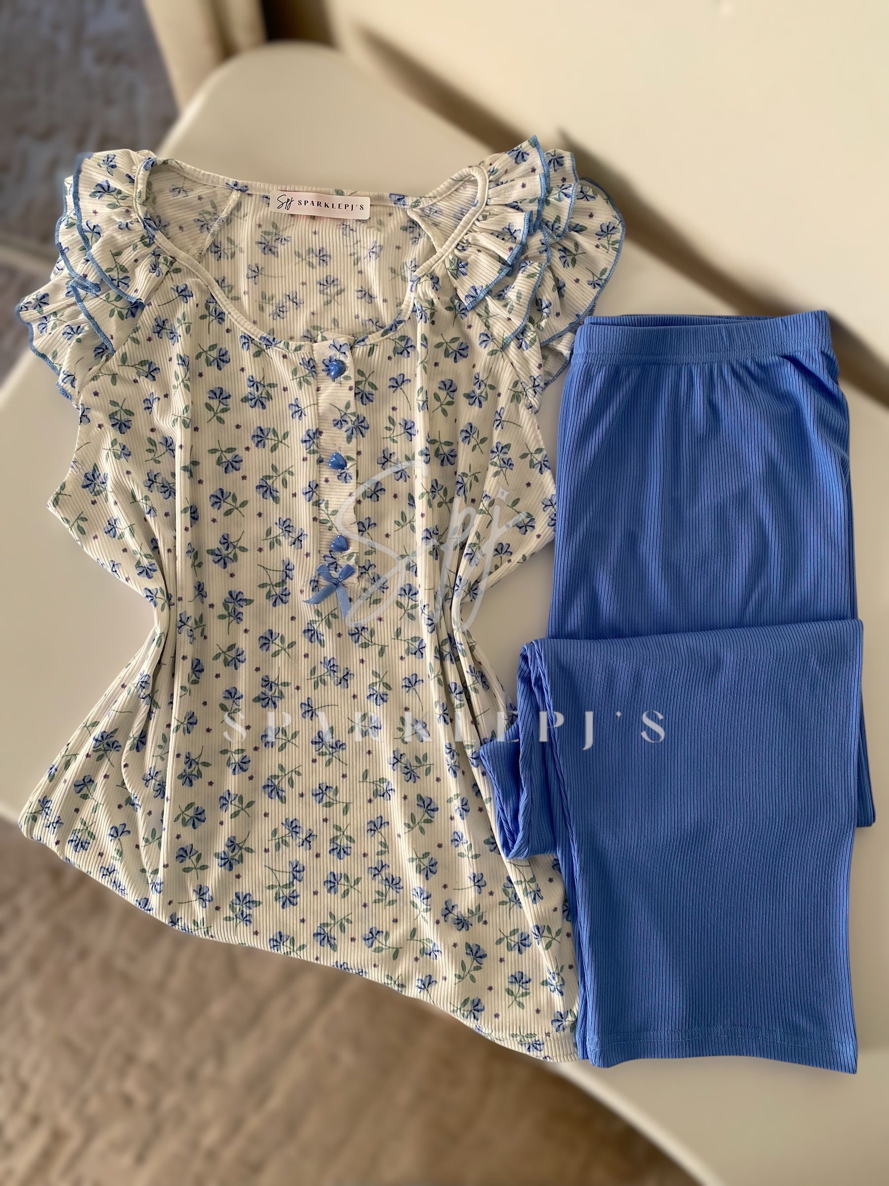 Soft Floral Capri Pajama Set