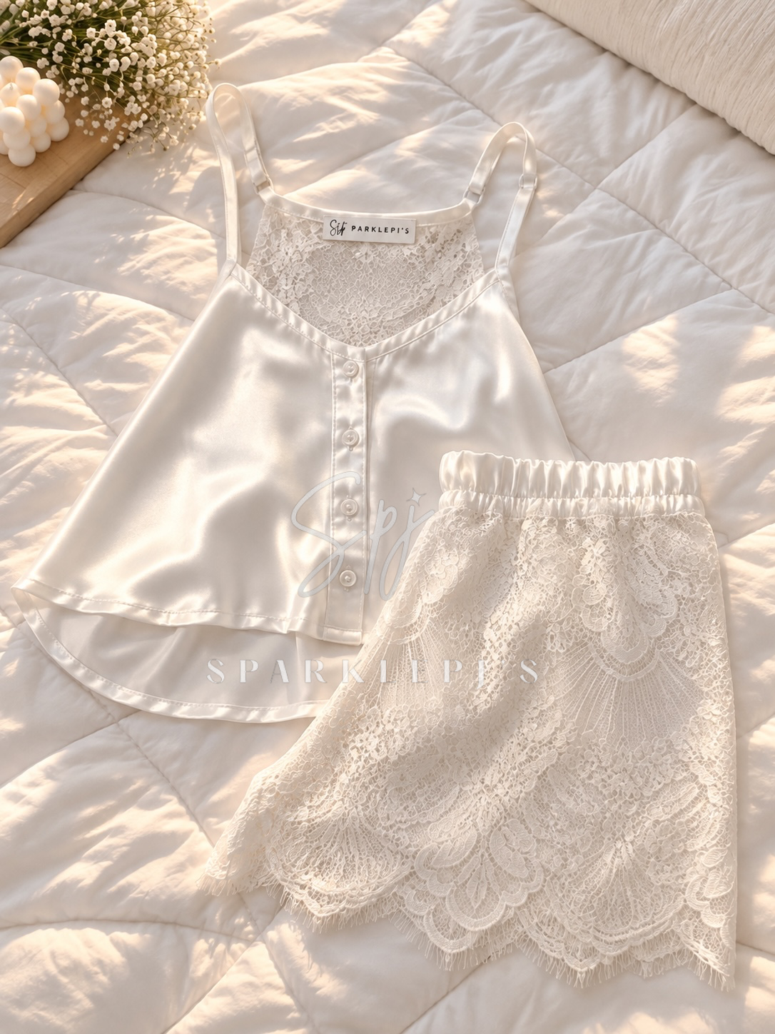 Satin Lace Short Set
