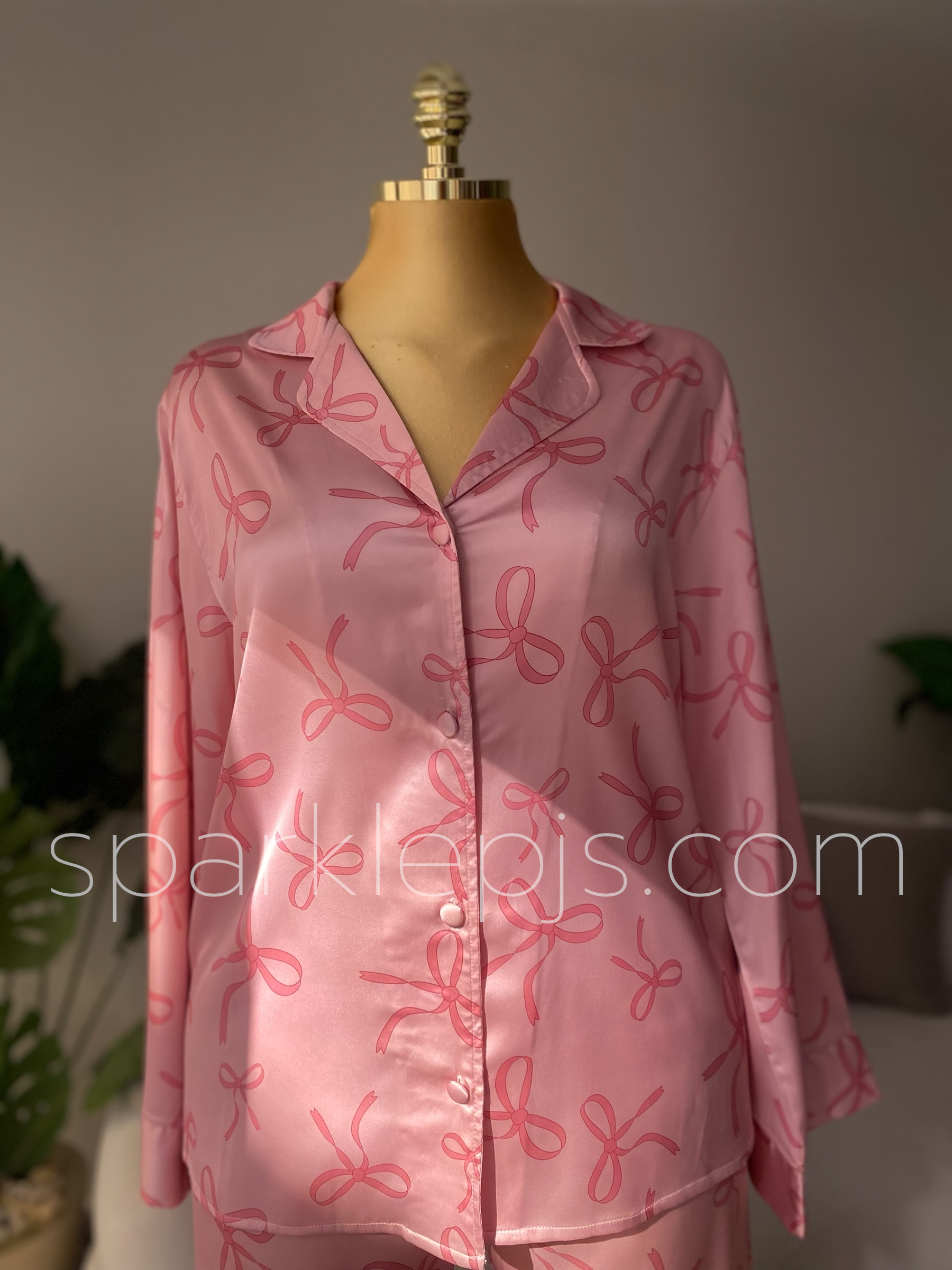"Ribbon Rhapsody" Blush Satin Pajamas