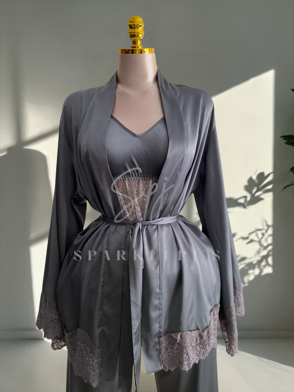 Elegant Lace 4-Piece Satin Set