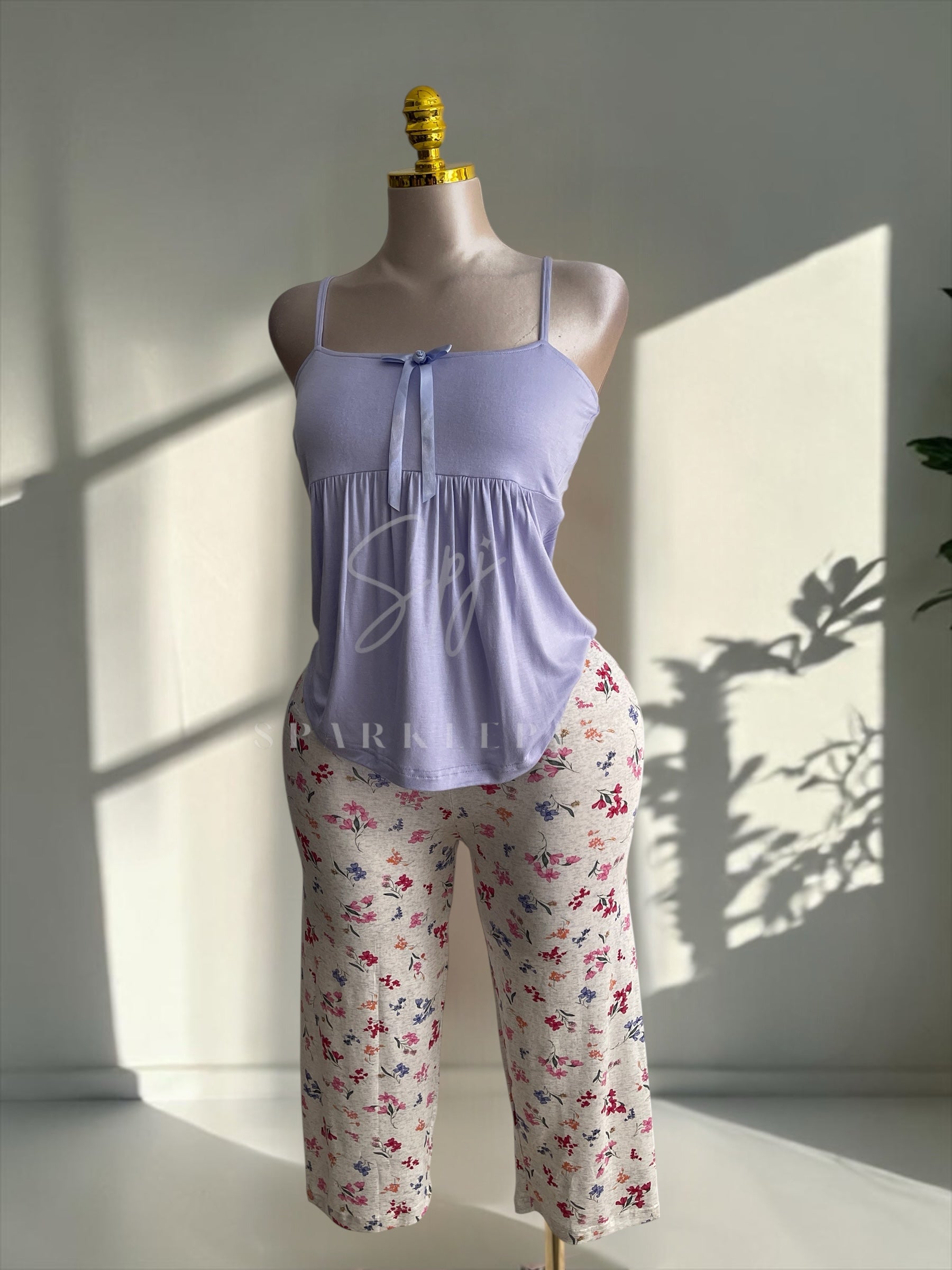 Soft Bow pantacour Pajama Set