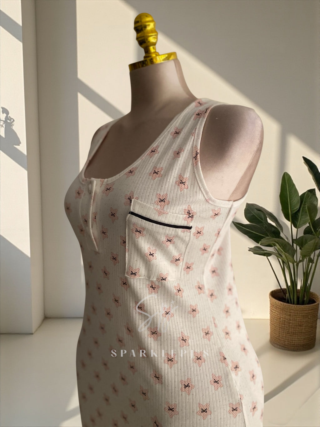 Sweet Bow Ribbed Nightshirt