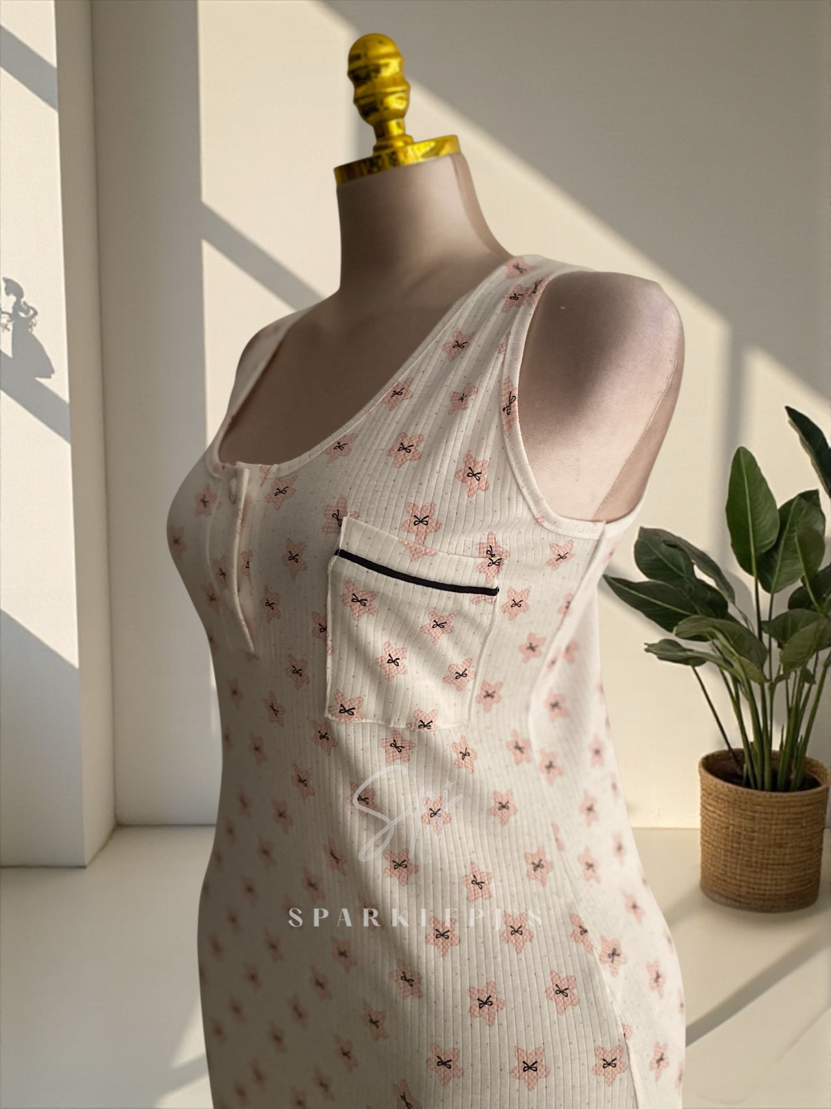 Sweet Bow Ribbed Nightshirt