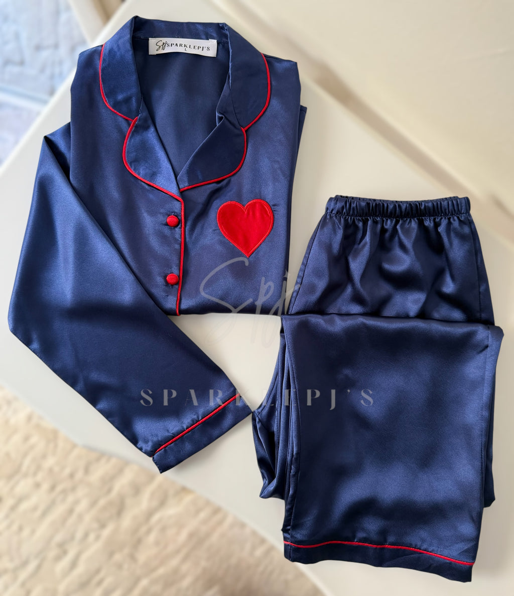 Heart Detail Satin Pajama
