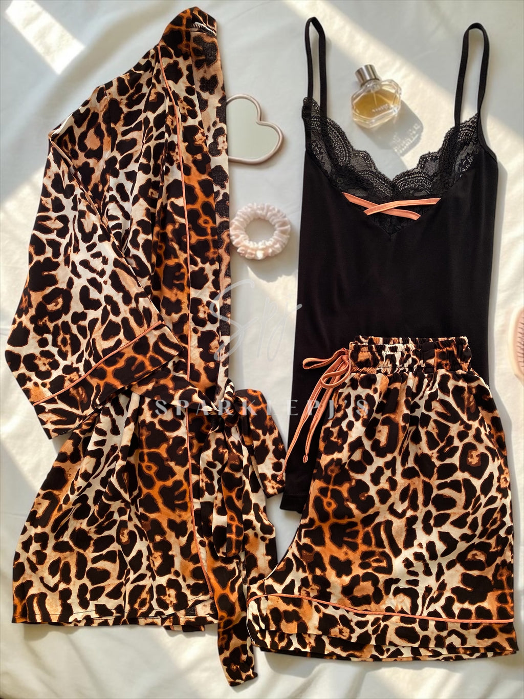 Leopard Luxe 3-Piece Pajama Set
