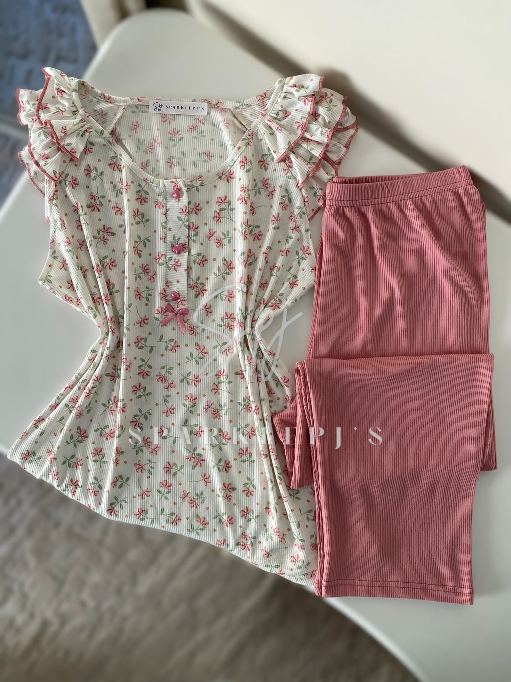 Soft Floral Capri Pajama Set