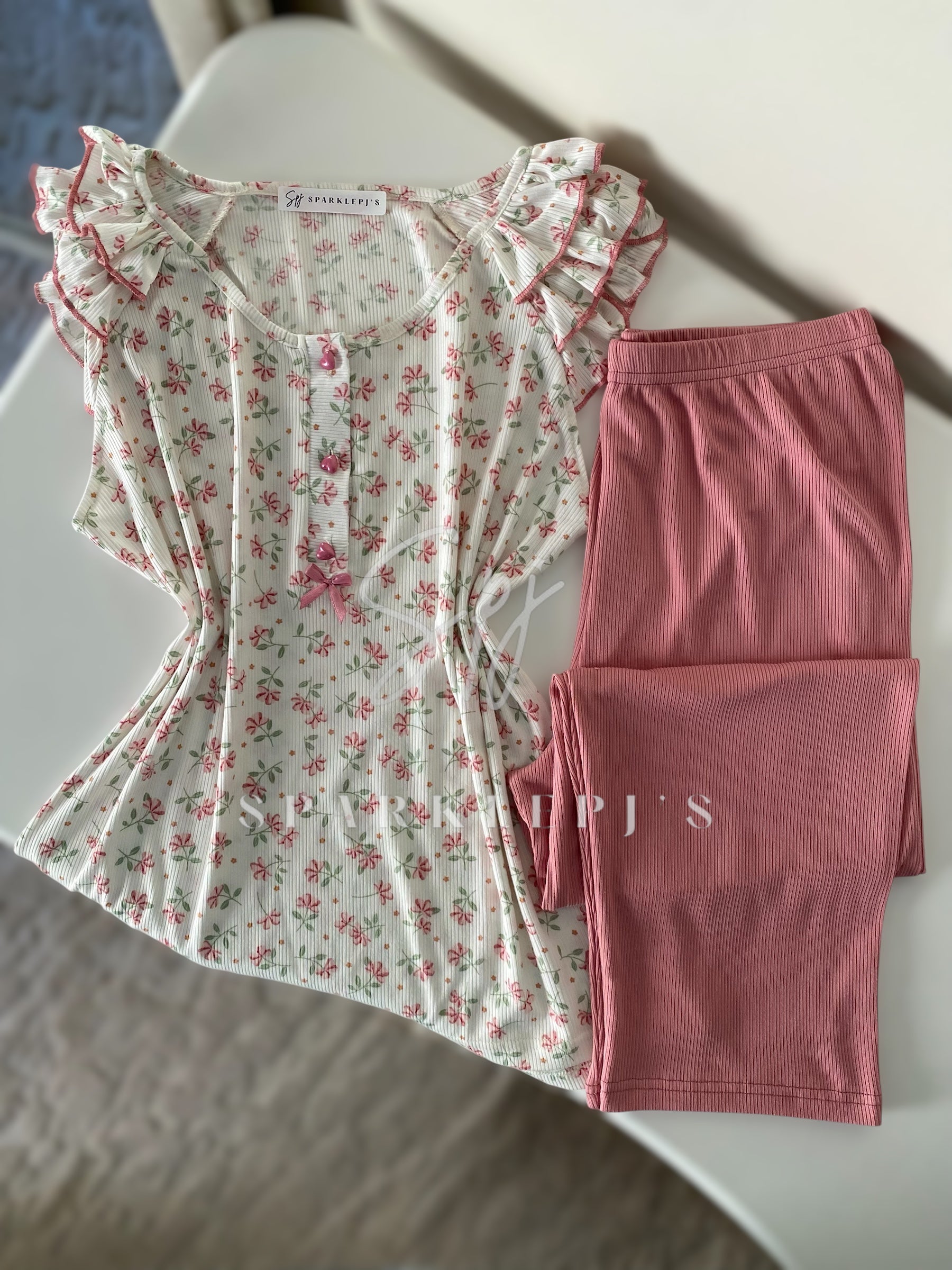 Soft Floral Capri Pajama Set