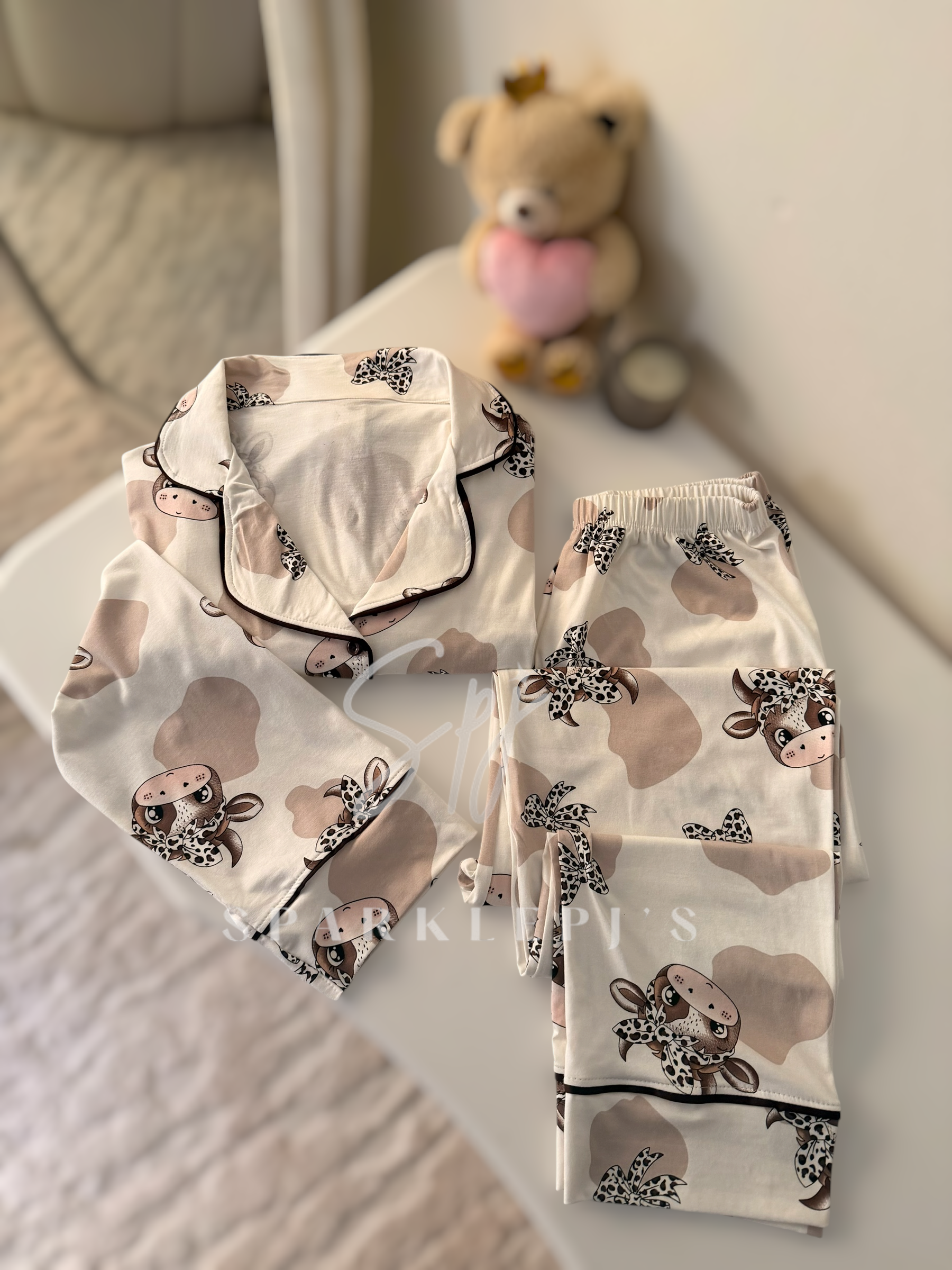 Mocha Moo Buttoned Pajama