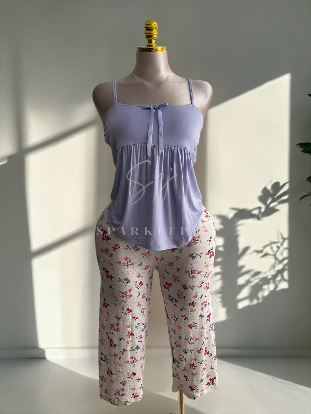 Soft Bow pantacour Pajama Set