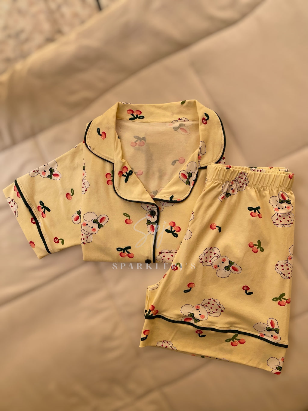 Cherry Bunny Pajama Short Set
