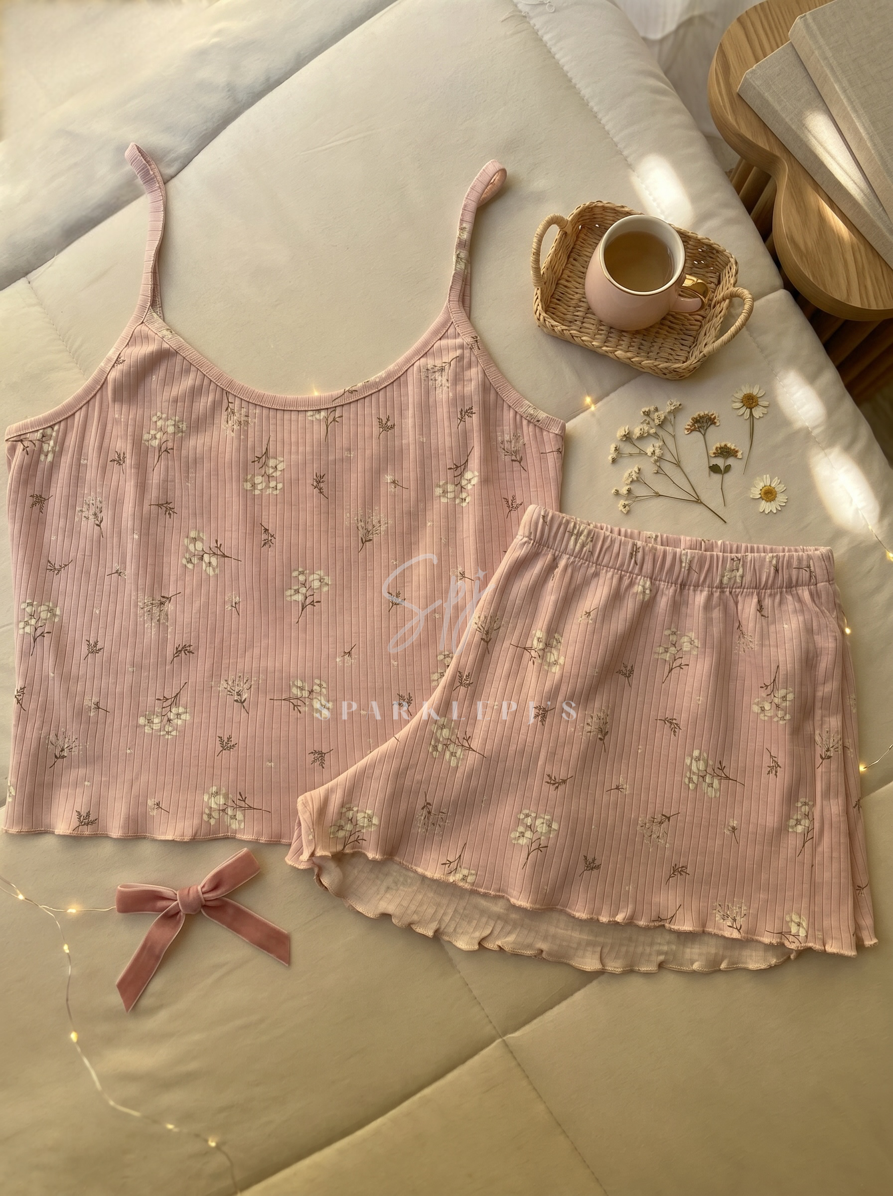Soft Bloom Ribbed Short Pajama Set