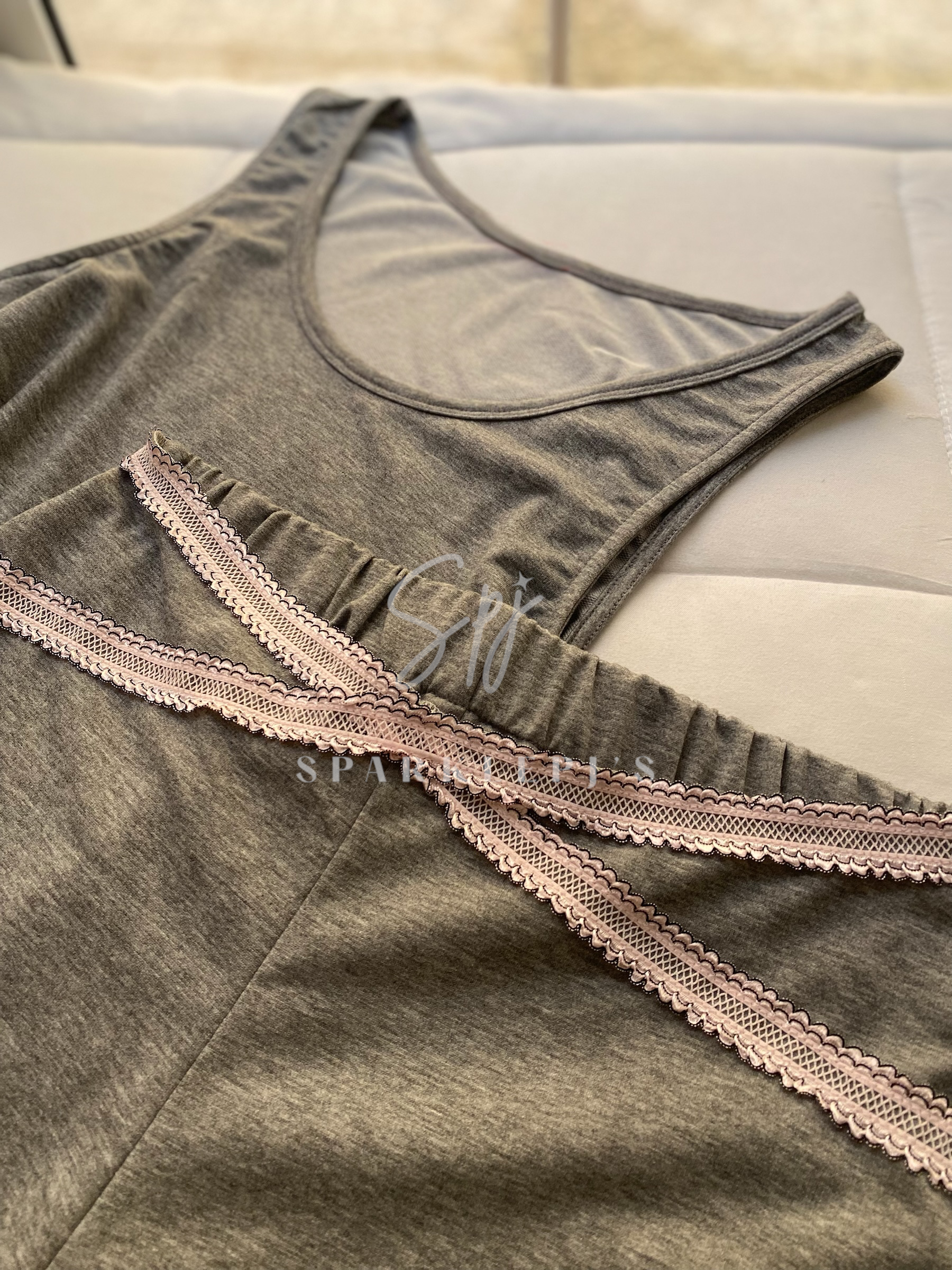 Soft Lace Crop Top Pajama Set
