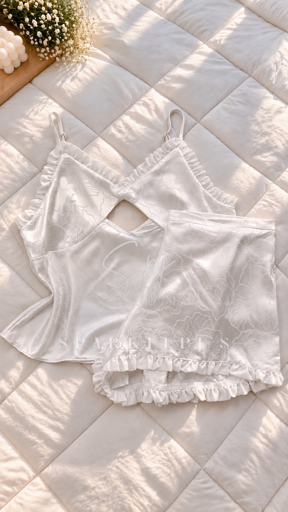 Mila Ruffle Satin Set