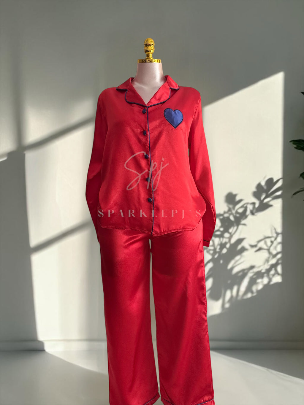 Heart Detail Satin Pajama