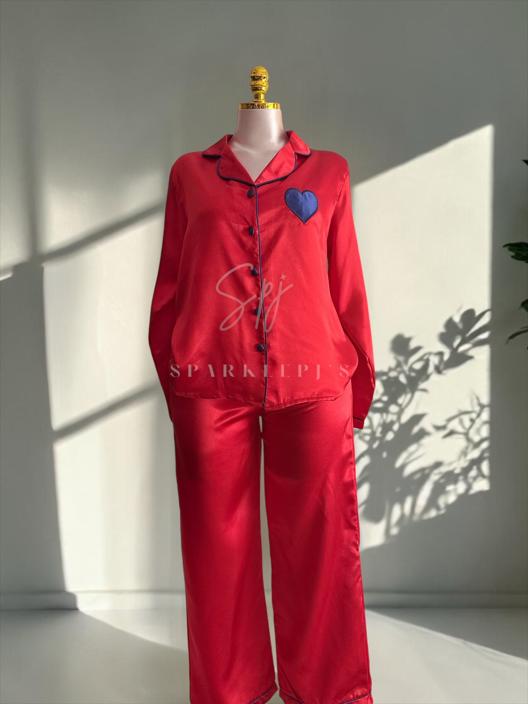 Heart Detail Satin Pajama